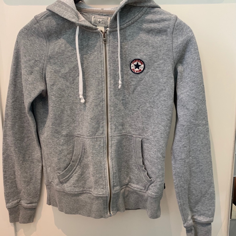 CONVERSE GREY ZIP UP HOODIE
